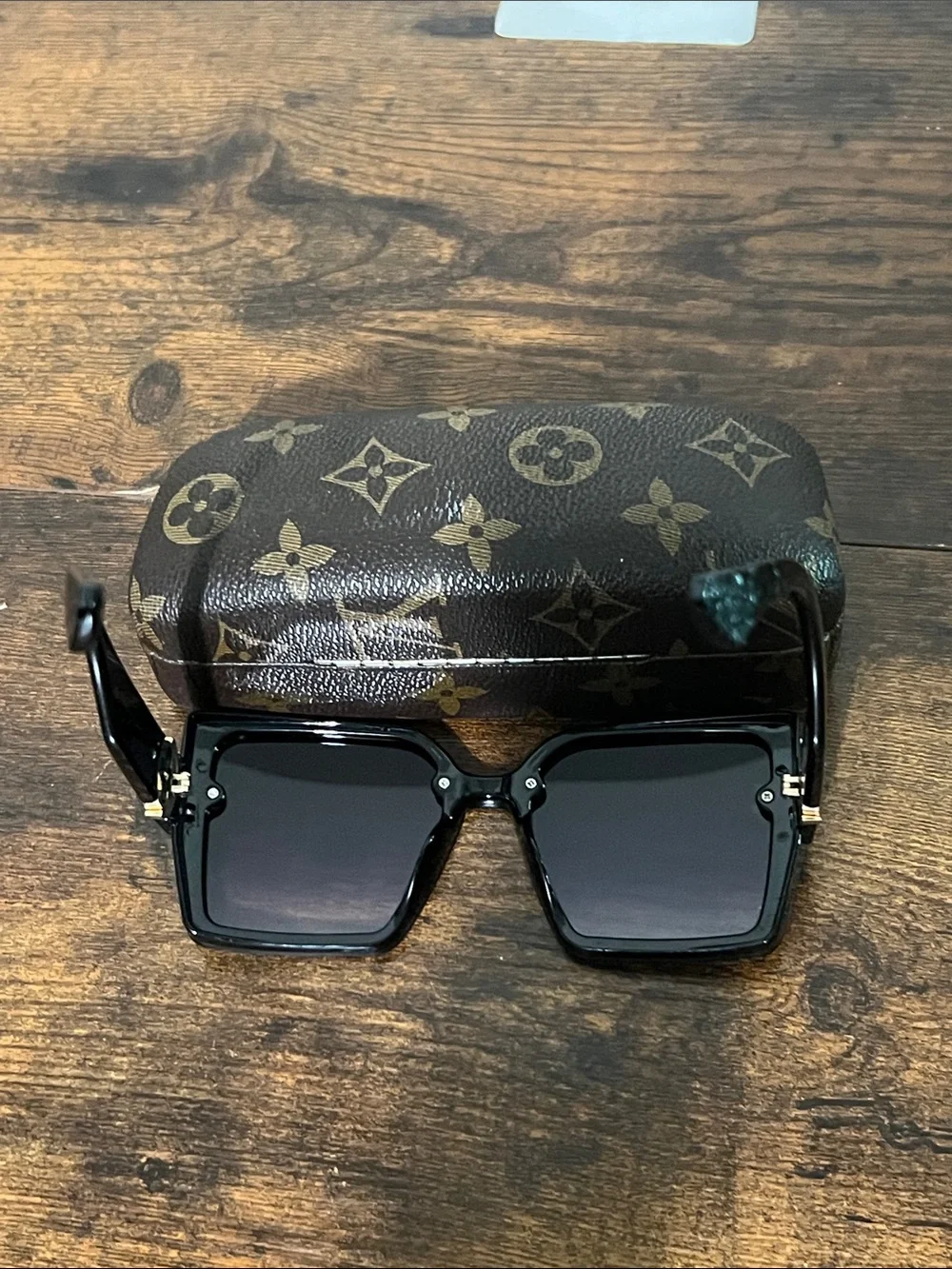 Louis Vuitton Black Sunglasses with Gold LV Medallions